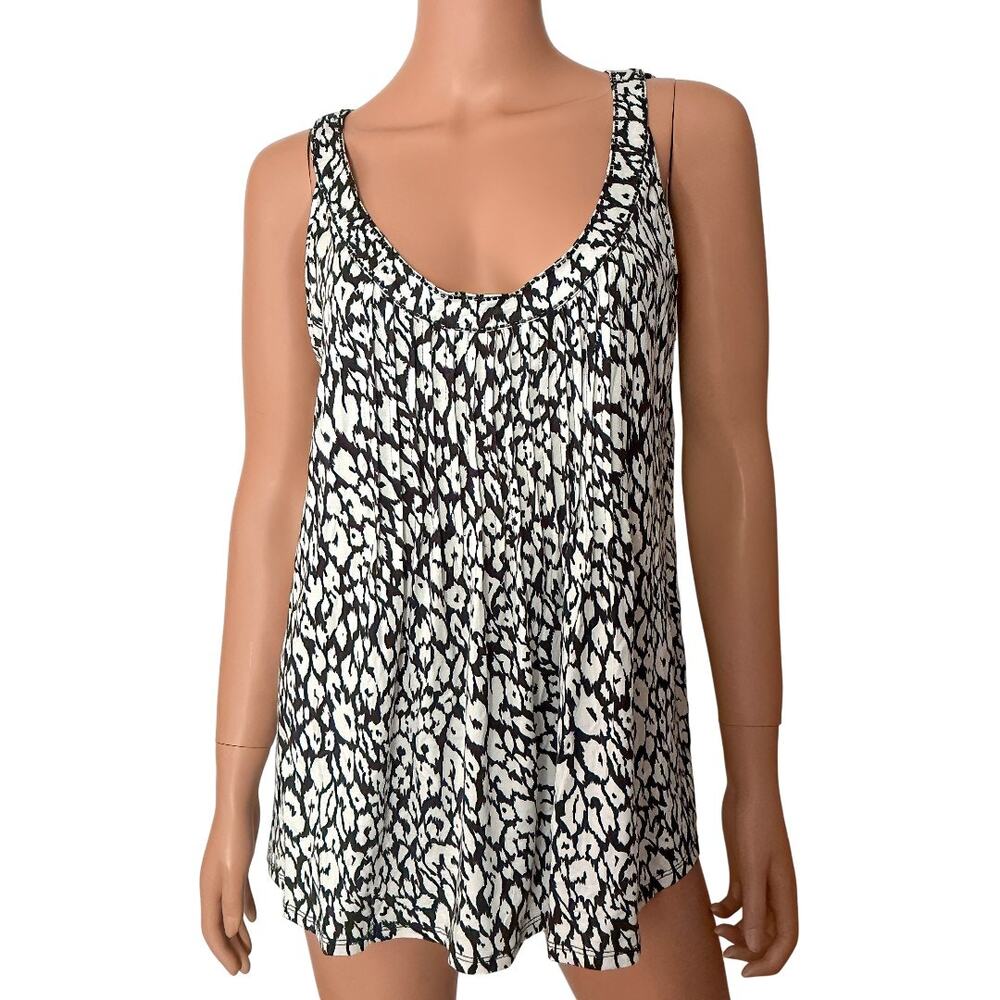 Michael Kors Black White Abstract Cheetah Print Scoop Neck Tank Top NWT